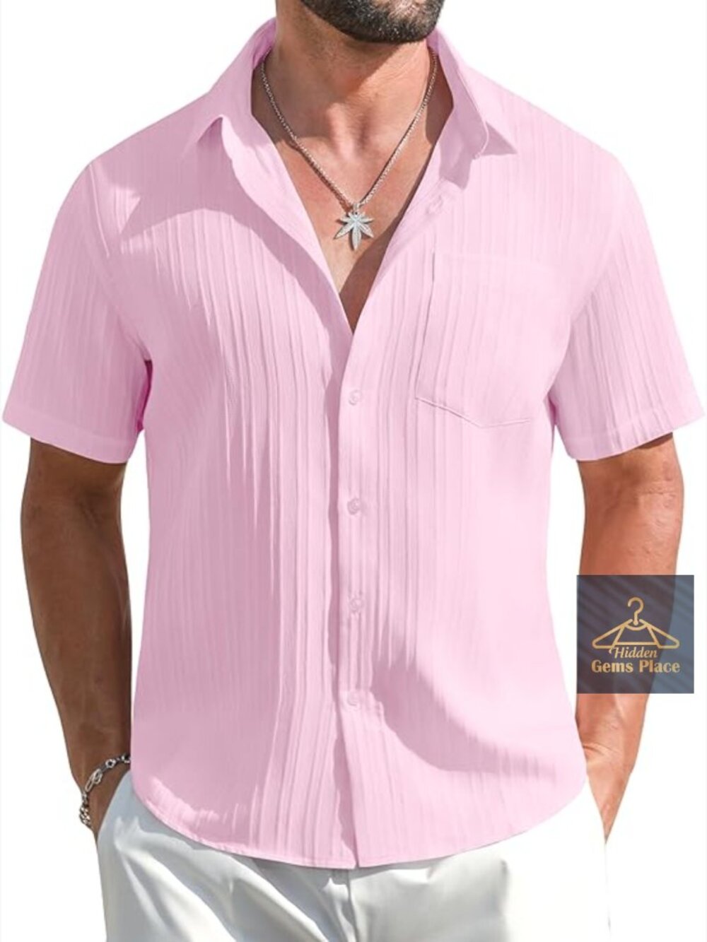 Short Sleeve Button Down Shirt with Pocket Loose Fit